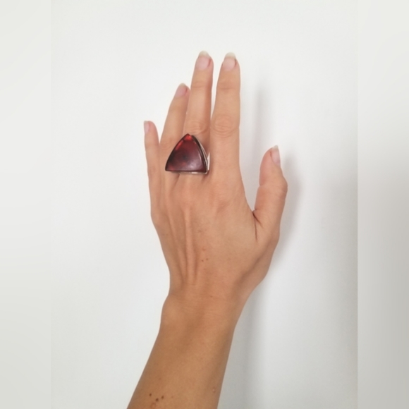 Rare Baltic Amber Modernist Ring - Picture 2 of 7